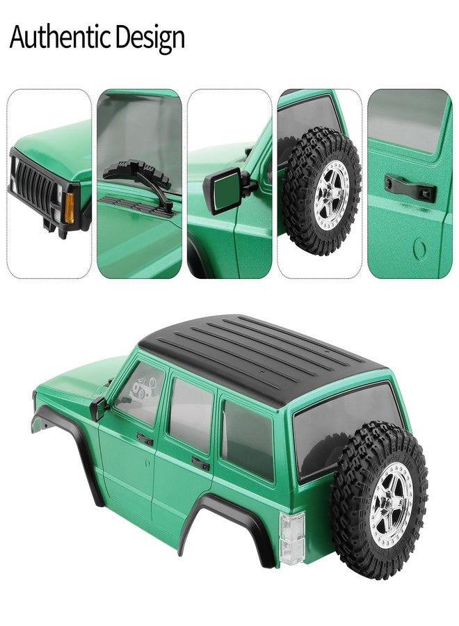 GIXCEL 6.10inch Wheelbase RC Body Shell, ABS Cherokee Body with Front Rear Bumpers for 1/18 RC Crawler TRX4M Bronco Defender Chassis Upgrades, Spare Wheel Tire Included (Green) - Image 4